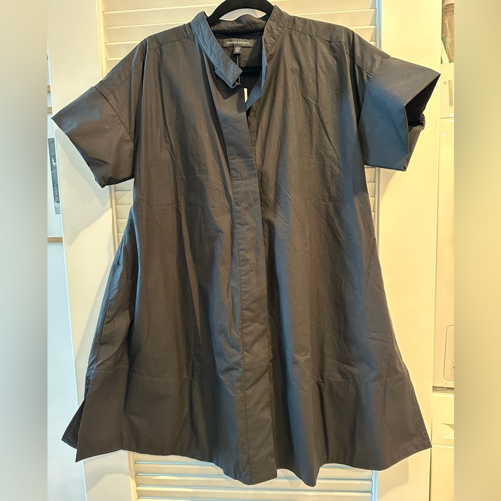 Black button down T shirt dress